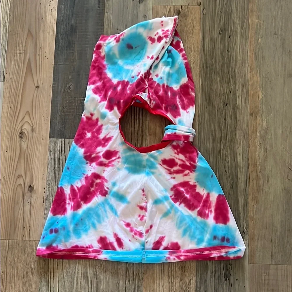 Upcycled / Reworked Handmade Tie Dyed T-Shirt Dress w/ Side Cutouts Size: XS